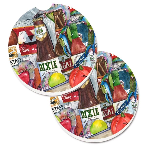 Carolines Treasures New Orleans Beers and Spices Set of 2 Cup Holder Car Coaster 1017-2CARC - main